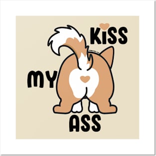 Kiss My Ass - Cute Shiba Inu Butt Posters and Art